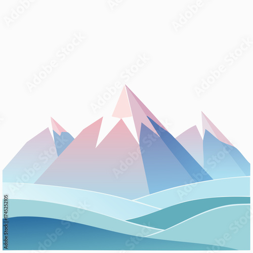 Vector mountain landscape with layered peaks and hills illustration perfect for scenic designs and backgrounds