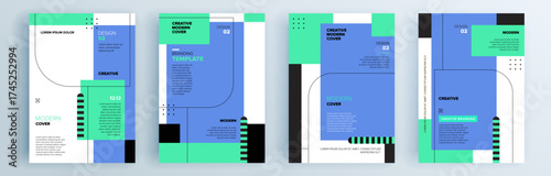 Modern abstract covers set, minimal covers design. Colorful geometric background, vector illustration.