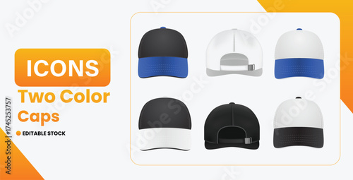 Two-Tone Baseball Cap Icons 