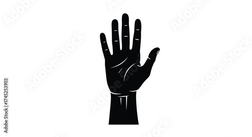 A striking black and white silhouette of an outstretched human hand