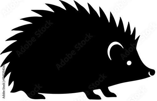 Isolated Spiky Hedgehog Black Silhouette Vector Icon