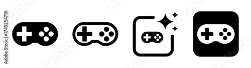 Gamepad icon and joystick symbol vector illustration on transparent PNG background, game controller sign design for gaming apps, eSports graphics, digital entertainment, and user interface elements