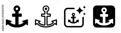 Anchor and support icon vector illustration on transparent PNG background, strong nautical symbol design for stability concepts, marine apps, navigation tools, web graphics, and digital interfaces