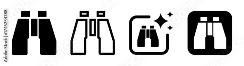 Binoculars and icon vector illustration on transparent PNG background, exploration and vision symbol for search tools, outdoor adventure apps, scouting designs, and digital navigation interfaces