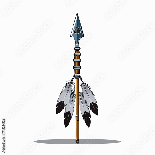 Native american spear with feathers