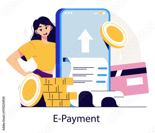 Vector Illustration of E-Payment Concept with Smartphone