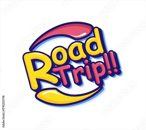 Road trip logo sticker badge emblem vector illustration typography recreation camp