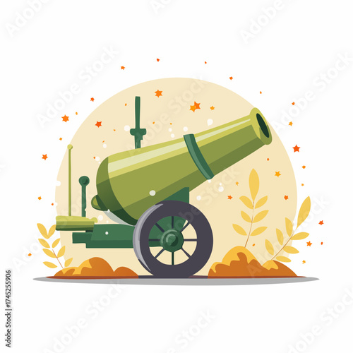 old green cannon with wheel