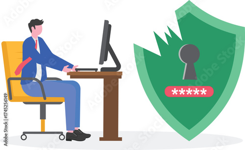 Data Breach, Security Incident, Incident Response Concept with Character.

