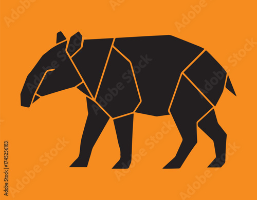 Minimal polygonal tapir silhouette 