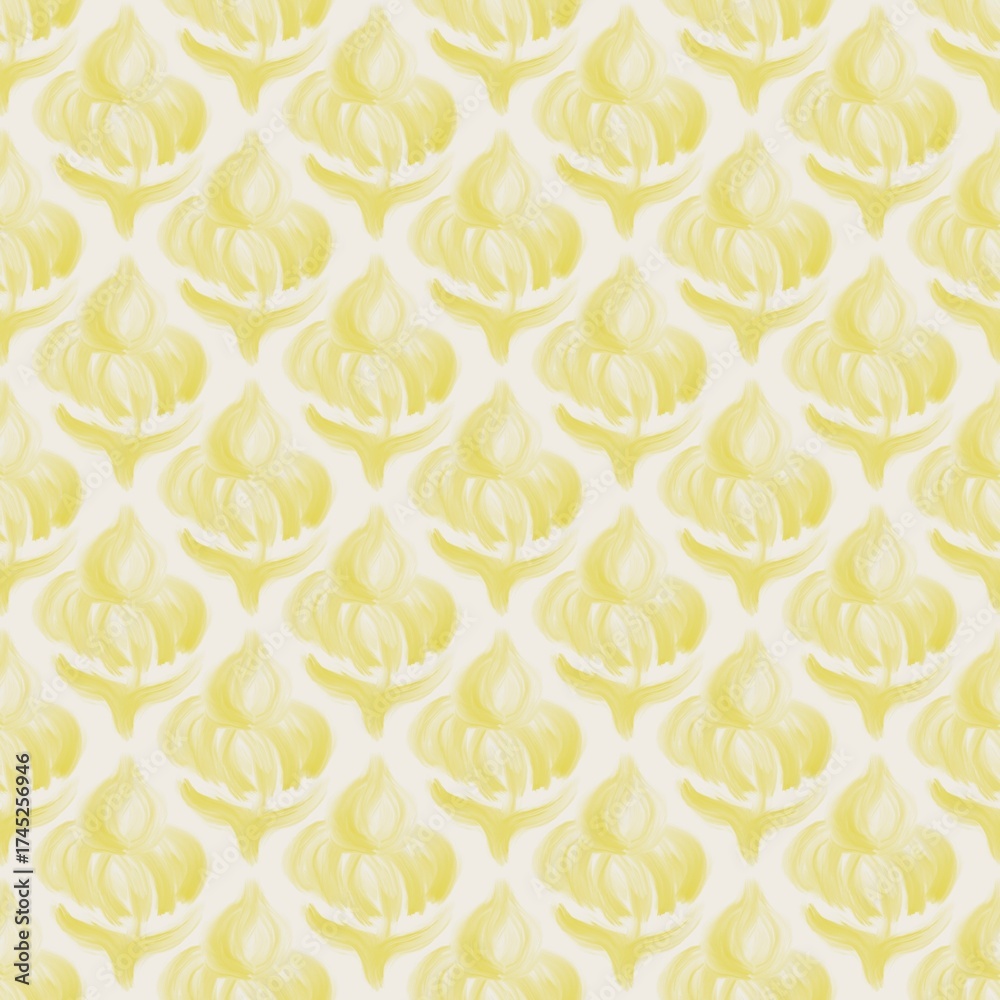 Fototapeta premium Soft Yellow Abstract Seamless Pattern on White Background