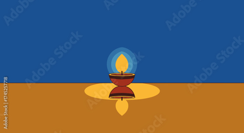 Minimalist Traditional Diya Oil Lamp in Warm Colors for Festival Celebrations and Religious Rituals, Ideal for Diwali and Cultural Events, Creating a Cozy and Spiritual Atmosphere