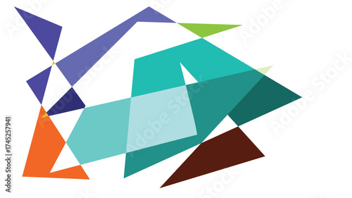Colorful Abstract Geometric Shapes on White Background Modern Art Design