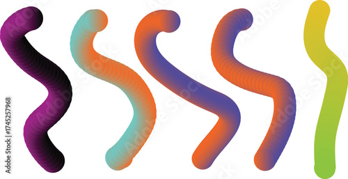 Colorful gradient abstract shapes with rounded forms on white background
