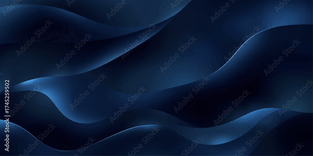 Obraz premium Abstract dark blue flowing wave background with smooth silk texture and light effects