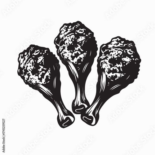 Delicious Crispy Fried Chicken Drumsticks Vector Illustration on White Background