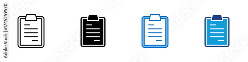 Clipboard Multiple Style Icon Design Vector - Clipboard with paper symbolizing checklist, task management, and documentation