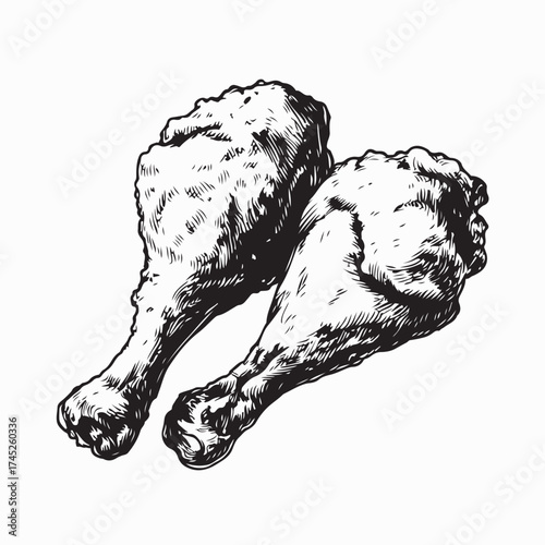 Delicious Fried Chicken Drumsticks Vector isolated on white background