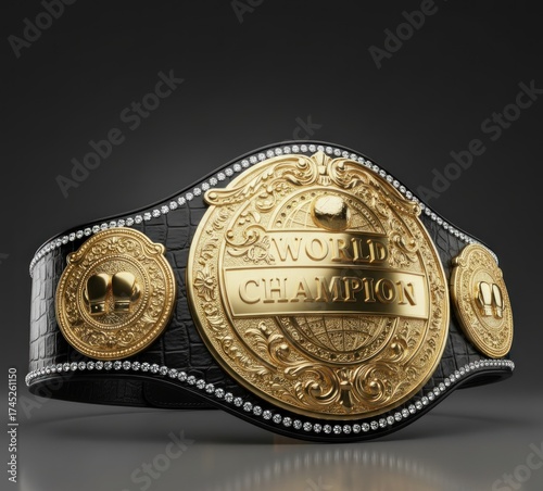 A glistening championship belt with 