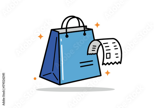 Blue shopping bag with receipt representing Black Friday shopping  