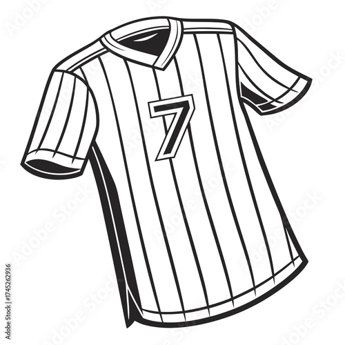 Black and white illustration of a soccer jersey with number 7