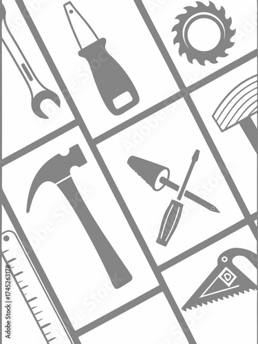 Collection of various hand tools and diy equipment on a