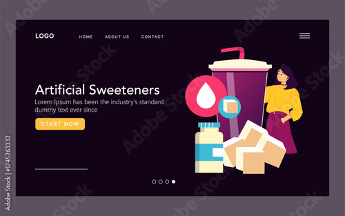 Artificial Sweeteners Website Banner Vector Illustration