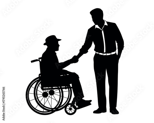 Helping Hand Person in Wheelchair Receives Assistance from Another Individual