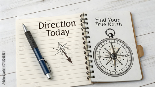 Wallpaper Mural Notepad with Compass Drawing and Directional Text Torontodigital.ca