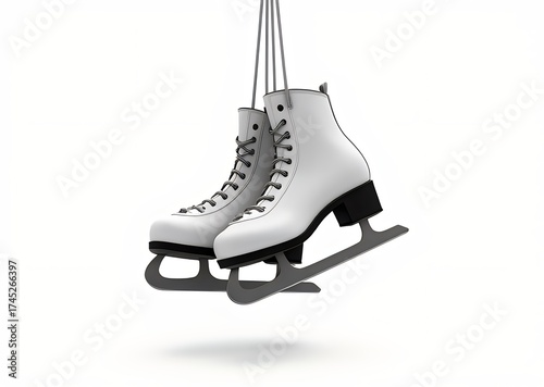 Ice Skates Hanging in Mid-Air