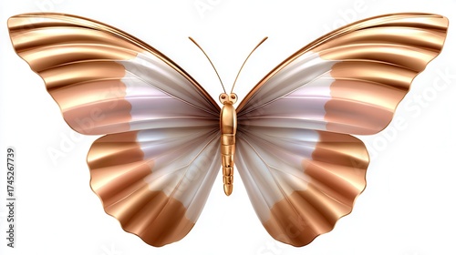 Metallic butterfly artwork on white background