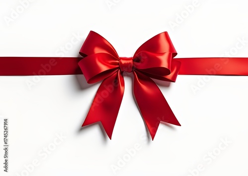 Red Gift Bow on White Background