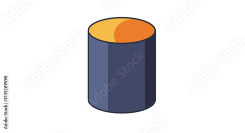 Simple illustration of a cylindrical object with a partial orange top
