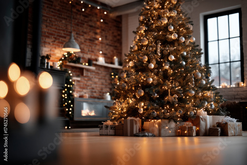 Cozy-style Christmas decoration with a Christmas tree