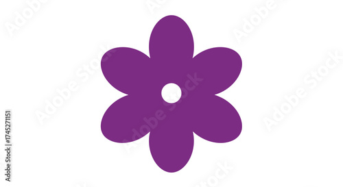 Simple purple flower illustration with five rounded petals and white center
