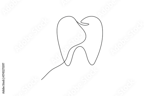 Minimalist one line drawing of teeth isolated outline vector illustration for dental design