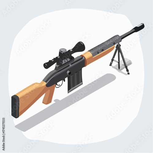 Sniper rifle with scope and bipod