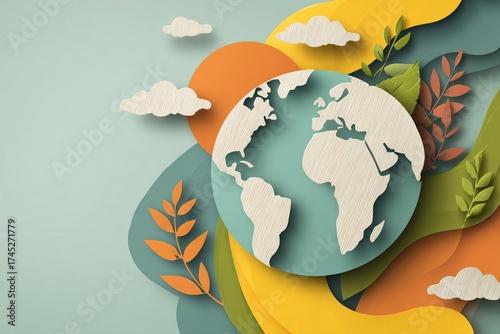 earth globe with flowers