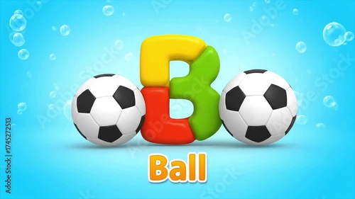 Watch playful animated letter B bounce and shimmer in vibrant colors, perfect for kids learning the alphabet in a fun and engaging way on screen
