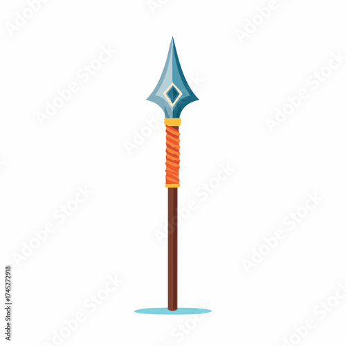 blue spear with orange handle on white clip art preview