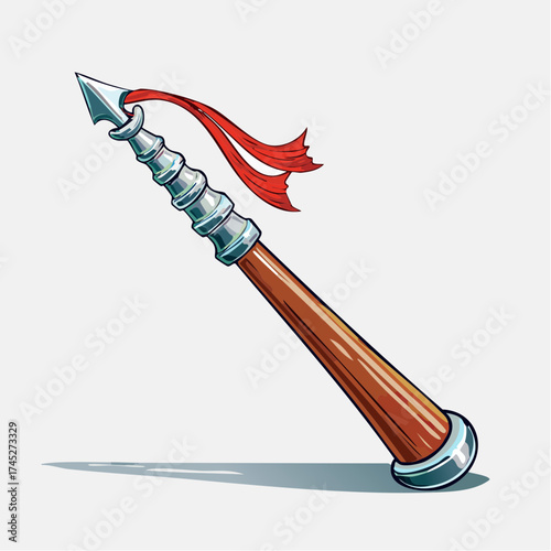 Spear with red ribbon