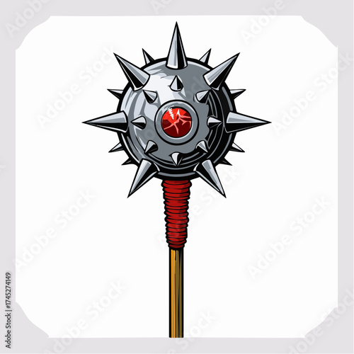 Spiked mace with red gem