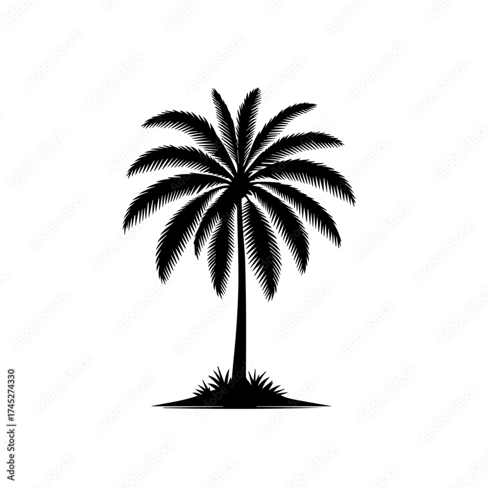 Fototapeta premium Tropical Paradise Palm Tree Vector Illustration