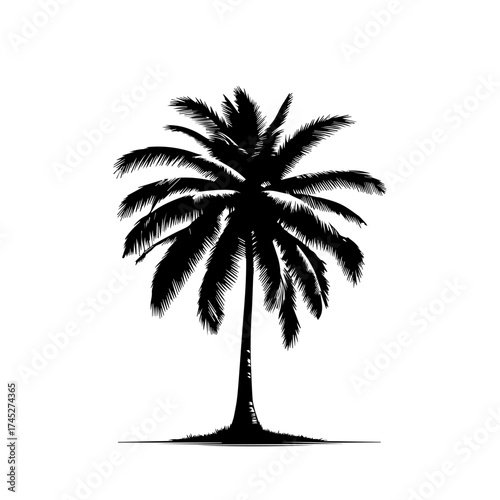 Paradise Island Palm Tree Vector Illustration