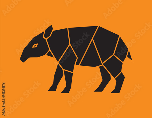 Minimal polygonal tapir silhouette