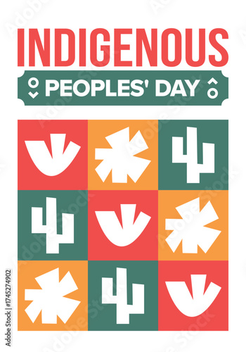 Indigenous Peoples' Day. Native American Day. American Indian culture. Heritage Month. Celebrate annual in United States. Tradition pattern. Poster, card, banner and background. Vector illustration