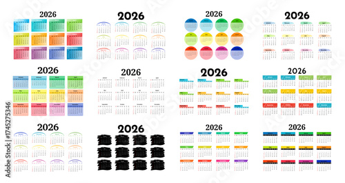 Calendar for 2026 isolated on a white background