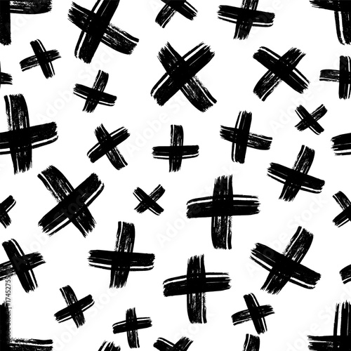 Seamless pattern with hand drawn cross symbols