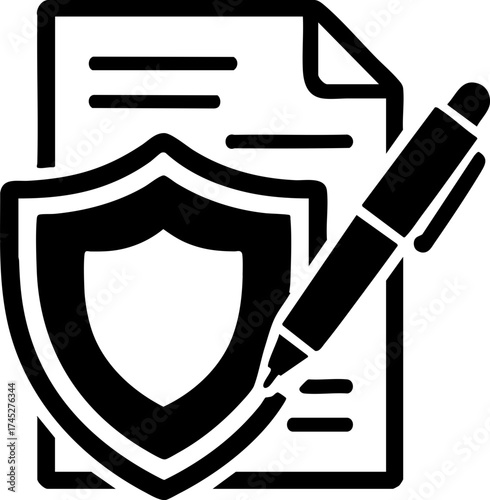 legal lawyer risk management concept. Document with shield symbolizing security and protection.