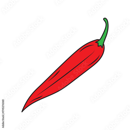 A vibrantly red hot chili pepper with a green stem, ready to add spice to any dish or culinary creation